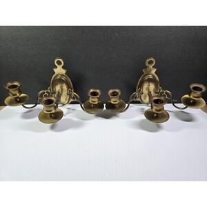 MCM Brass Triple Arm Wall Sconces set of 2 EB Baldwin Stamped, Cottage Style